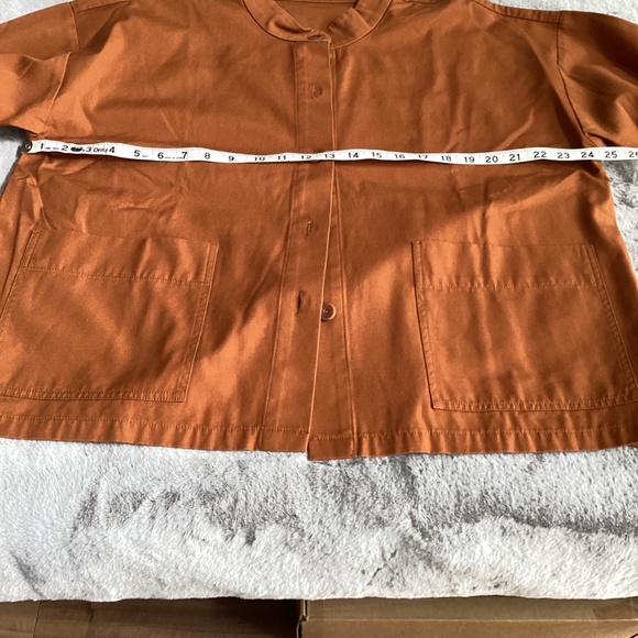 NWT Eileen Fisher oversized Medium ochre crop barn coat - Picture 6 of 8